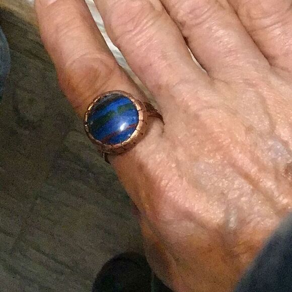 Ring, Copper and Blue Calcite Ring, size 10, NEW, Handmade, Artisan - Picture 11 of 12